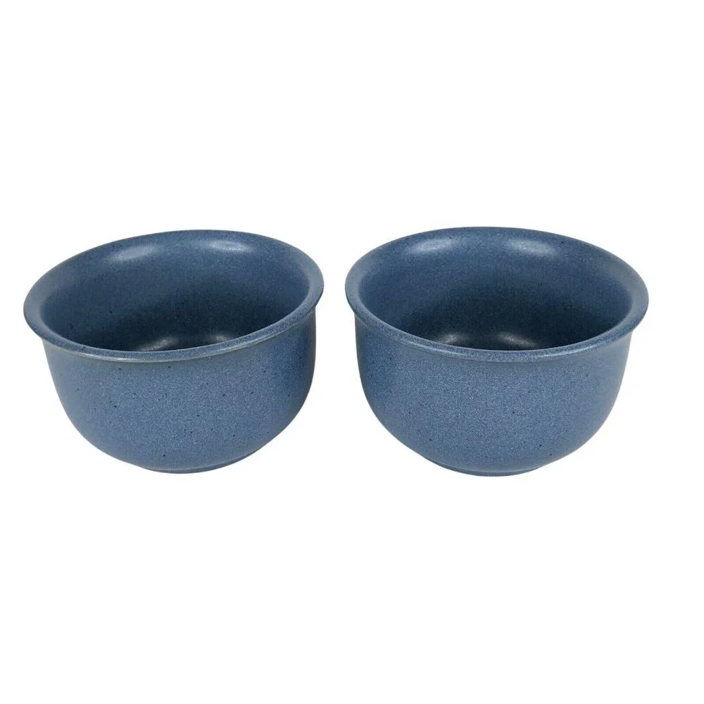 2 Dansk Mesa Sky Blue Cups and Saucers Japan Stoneware Pottery Set‎